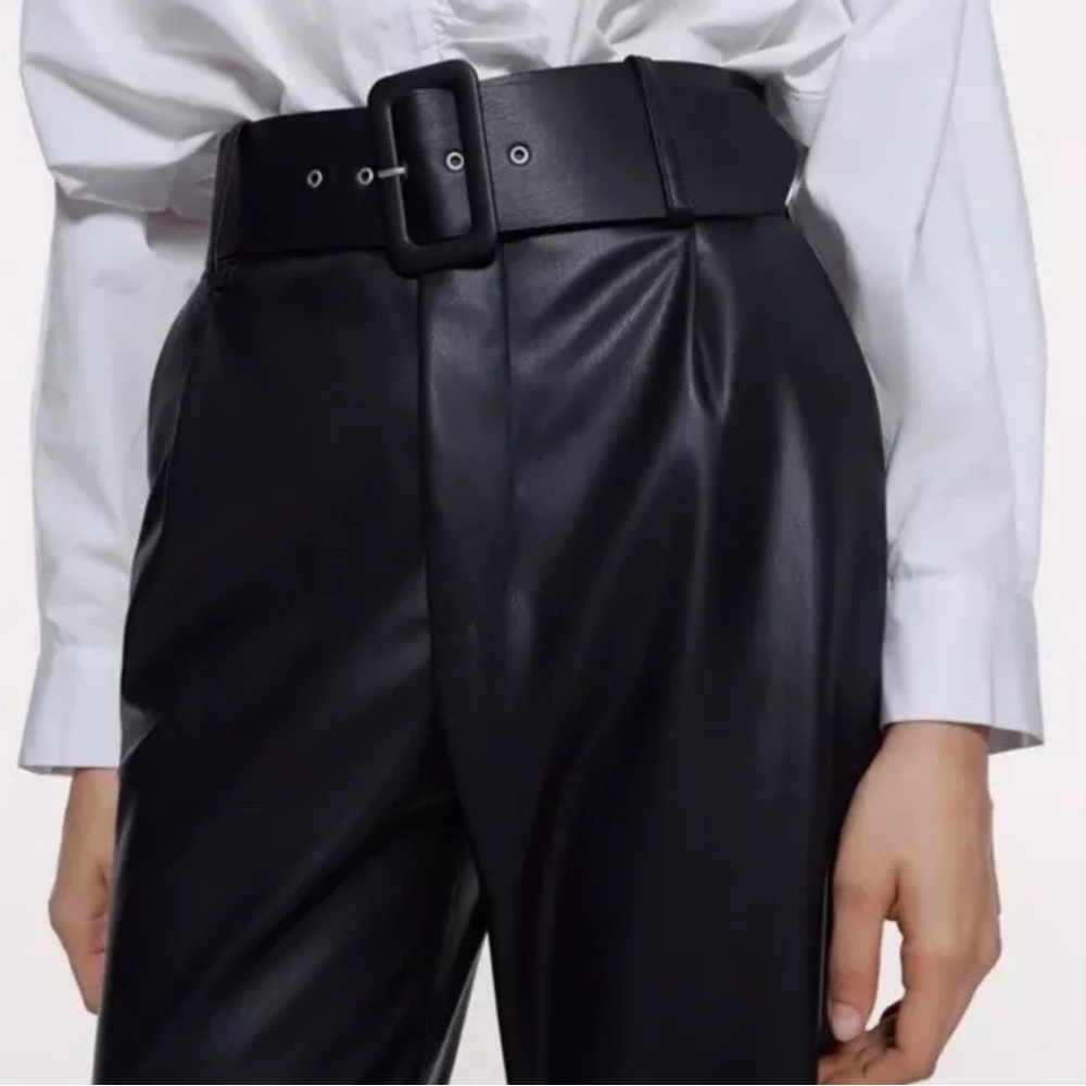 Zara faux leather belted pants
